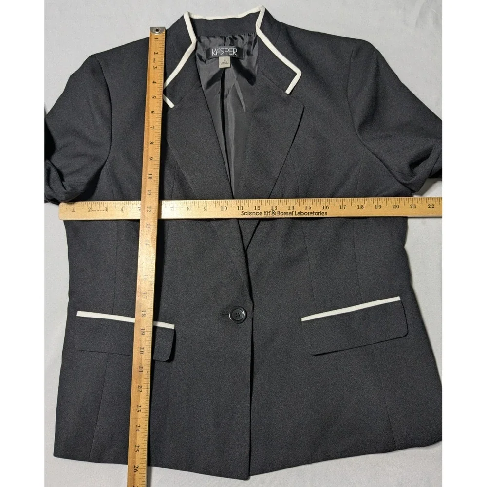 KASPER Women Size 14 Black Vanilla Ice One-Button Blazer‎ NEW